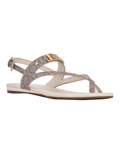 CALVIN KLEIN Women's Sadra Ankle Strap Flat Sandals