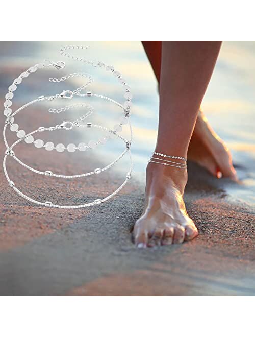 Sales Today Clearance Three-Layer Bead Anklet for Womens Girls Summer Beach Ankle Jewelry Bracelet Simplicity Foot Chain Foot Jewelry Set