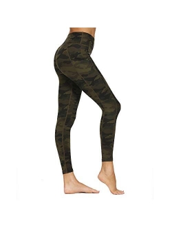 Houmous Women's High Waisted Pattern Yoga Pants 7/8 Length Leggings with Pocket