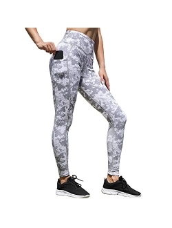 Houmous Women's High Waisted Pattern Yoga Pants 7/8 Length Leggings with Pocket