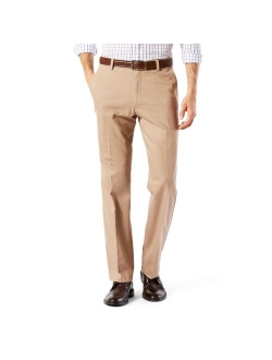 Stretch Easy Khaki Straight-Fit Flat-Front Pants