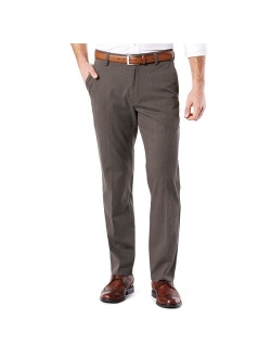 Stretch Easy Khaki Straight-Fit Flat-Front Pants