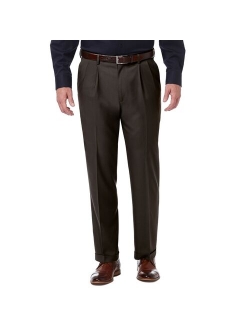 Mens Haggar Premium Comfort Expandable-Waist Classic-Fit Stretch Pleated Dress Pants