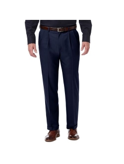 Mens Haggar Premium Comfort Expandable-Waist Classic-Fit Stretch Pleated Dress Pants