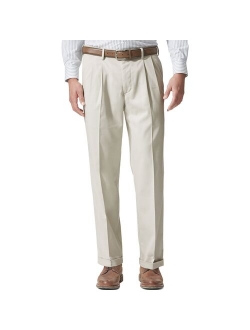 Relaxed Fit Comfort Stretch Pleated Cuffed Khaki Pants