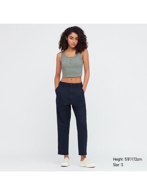 UNIQLO Ribbed Henley Cropped Tank Top