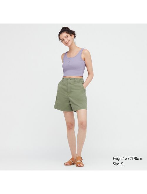 UNIQLO Ribbed Henley Cropped Tank Top