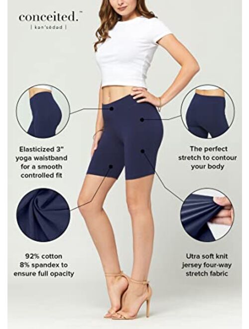 Conceited Premium Stretch Jersey Cotton Leggings for Women - Full - Capri - Shorts - Regular and Plus Size