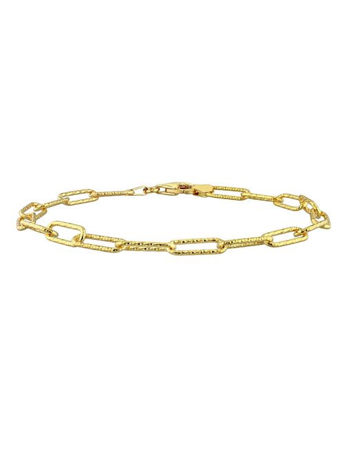 Stella Grace 18k Gold Over Silver 5 mm Fancy Cut Paper Clip Link Chain Anklet