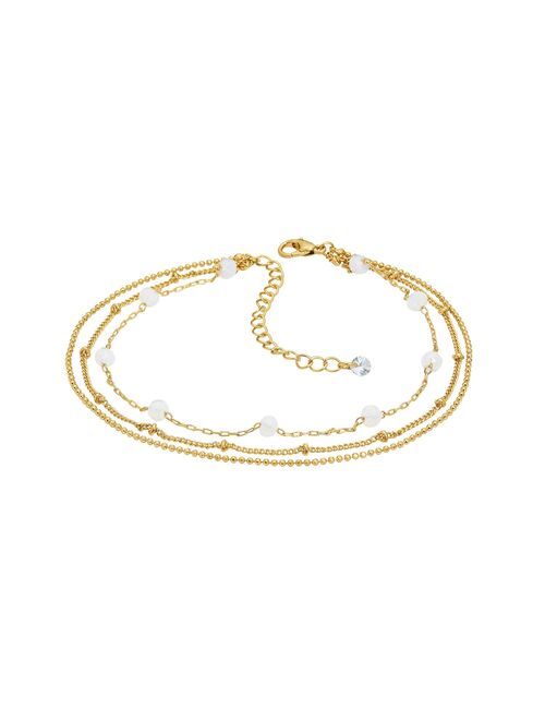 Sonoma Goods For Life® Gold Tone White Bead Layered Anklet