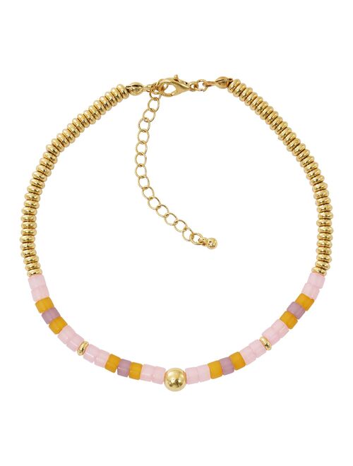 Sonoma Goods For Life® Worn Gold Tone Pastel Beaded Anklet