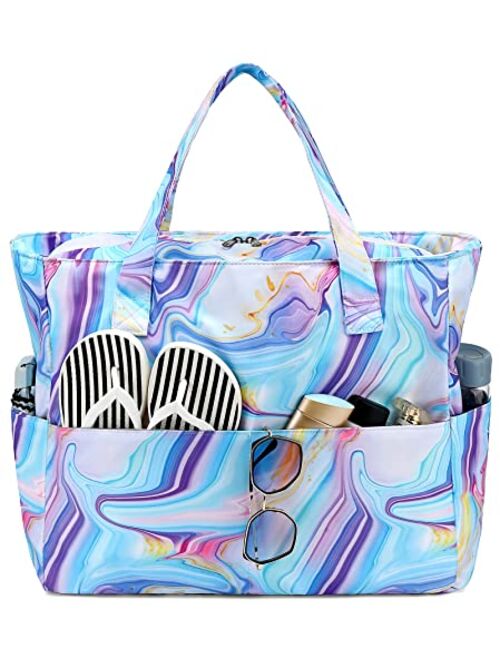 Bluboon Beach Pool Bags Tote for Women Ladies Large Gym Tote Carry On Bag With Wet Compartment for Weekender Travel Waterproof