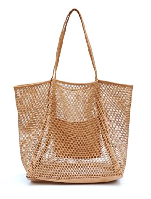 Hoxis Mesh Beach Tote Women's Shoulder Handbag