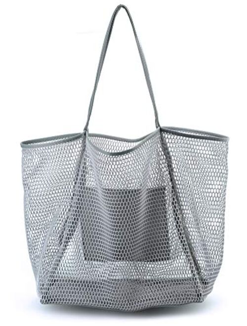 Hoxis Mesh Beach Tote Women's Shoulder Handbag