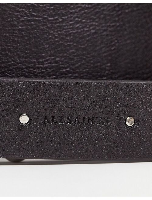 AllSaints wrap waist leather belt with studs in black