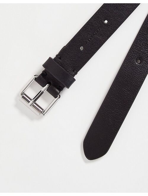 AllSaints wrap waist leather belt with studs in black