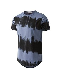 KLIEGOU Men's Fashion Hip Hop Color Block Stripe T-Shirt