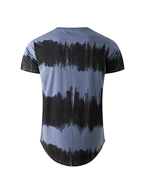 KLIEGOU Men's Fashion Hip Hop Color Block Stripe T-Shirt