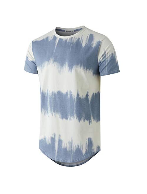 KLIEGOU Men's Fashion Hip Hop Color Block Stripe T-Shirt