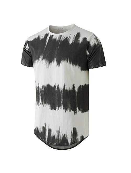 KLIEGOU Men's Fashion Hip Hop Color Block Stripe T-Shirt