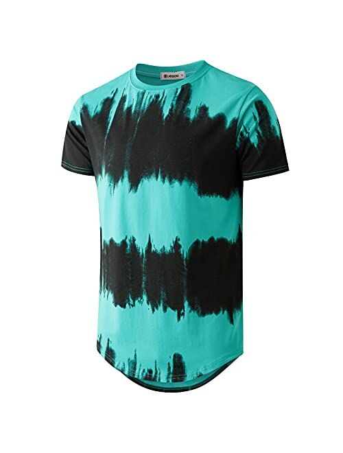 KLIEGOU Men's Fashion Hip Hop Color Block Stripe T-Shirt