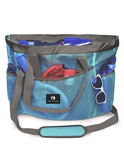 Red Suricata Mesh Beach Bag with Zipper - Extra Large Beach Tote Bag – Pool Bag