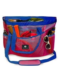 Red Suricata Mesh Beach Bag with Zipper - Extra Large Beach Tote Bag – Pool Bag
