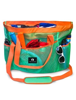 Red Suricata Mesh Beach Bag with Zipper - Extra Large Beach Tote Bag – Pool Bag