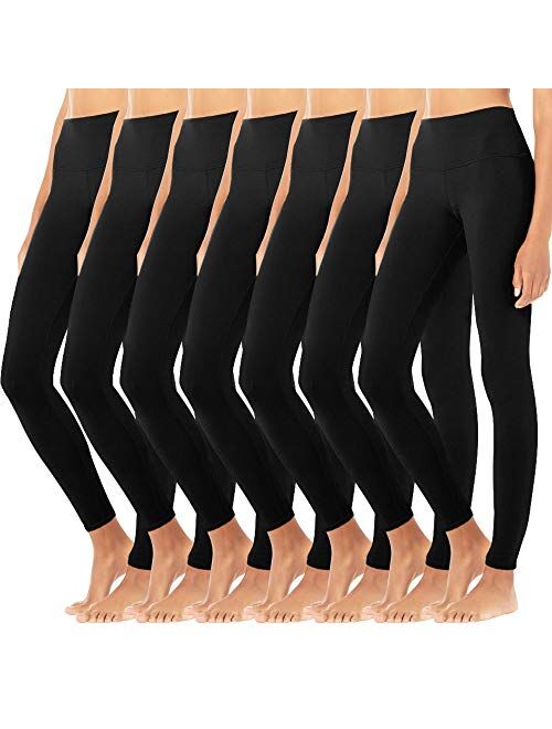 Diravo 7 Pack Womens High Waisted Leggings Soft Athletic Tummy Control Pants for Running Workout Pants