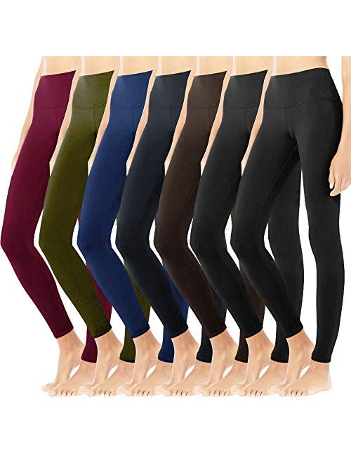 Diravo 7 Pack Womens High Waisted Leggings Soft Athletic Tummy Control Pants for Running Workout Pants