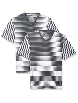 Men's 2-Pack Regular-Fit Short-Sleeve Stripe V-Neck T-Shirts