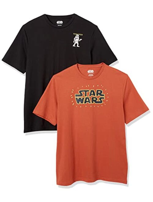 Amazon Essentials Disney | Marvel | Star Wars Men's Regular-Fit Crewneck T-Shirts, Pack of 2