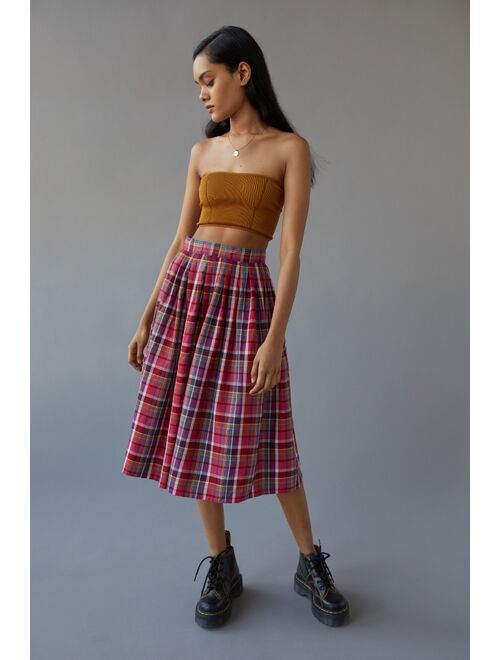 Urban Renewal Vintage Plaid Cotton Midi Skirt