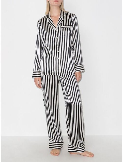 Buy Olivia von Halle stripe print silk pajama set online | Topofstyle