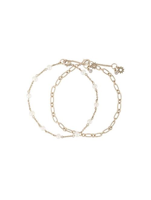 Marchesa Notte set of two crystal charm anklets