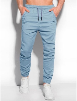 Men Drawstring Waist Slant Pocket Pants