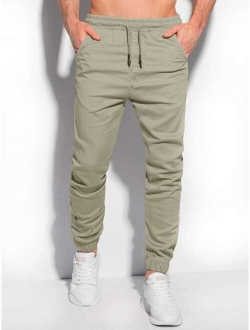 Men Drawstring Waist Slant Pocket Pants