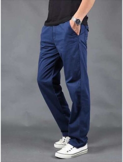 Men Solid Straight Leg Pants