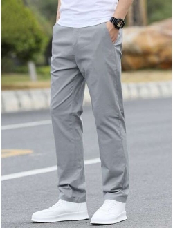 Men Solid Straight Leg Pants