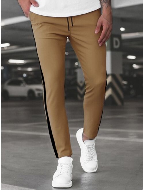 Shein Men Side Striped Panel Pocket Fitted Pants