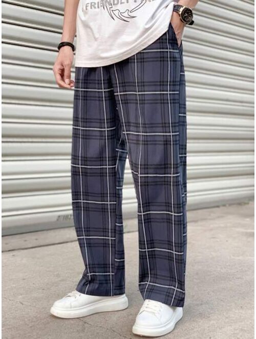 Shein Men Plaid Drawstring Waist Pants