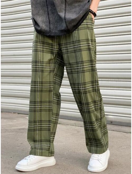 Shein Men Plaid Drawstring Waist Pants