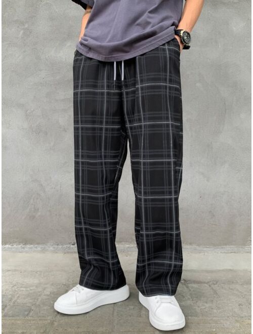 Shein Men Plaid Drawstring Waist Pants