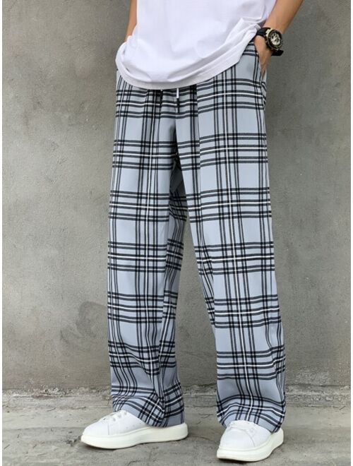 Shein Men Plaid Drawstring Waist Pants