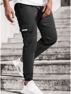 Men Letter Graphic Flap Pocket Cargo Pants