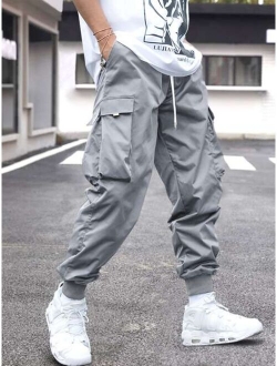 Men Drawstring Waist Cargo Pants