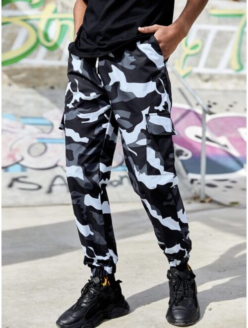 ROMWE UNISEX Camo Print Drawstring Cargo Joggers