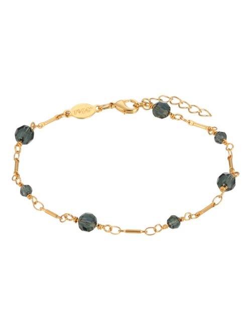 1928 Jewelry 2028 Women's Gold-Tone Blue Beaded Chain Anklet