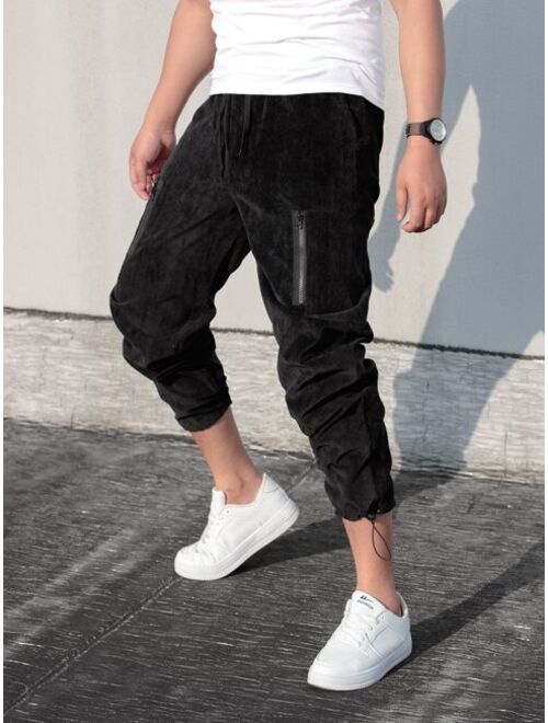 Buy Shein Men Zip Pocket Drawstring Hem Carrot Pants online | Topofstyle