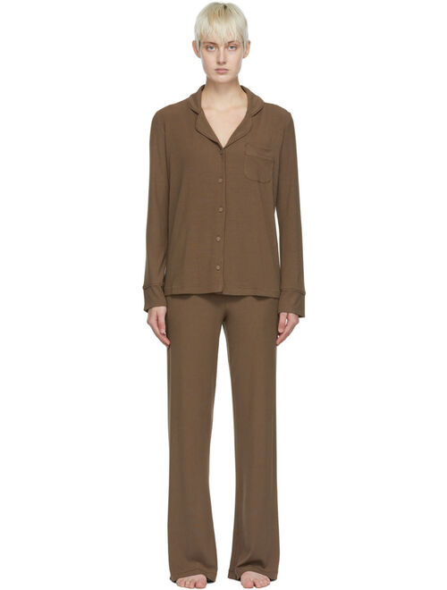 SKIMS Brown Soft Lounge Shirt & Lounge Pants Set